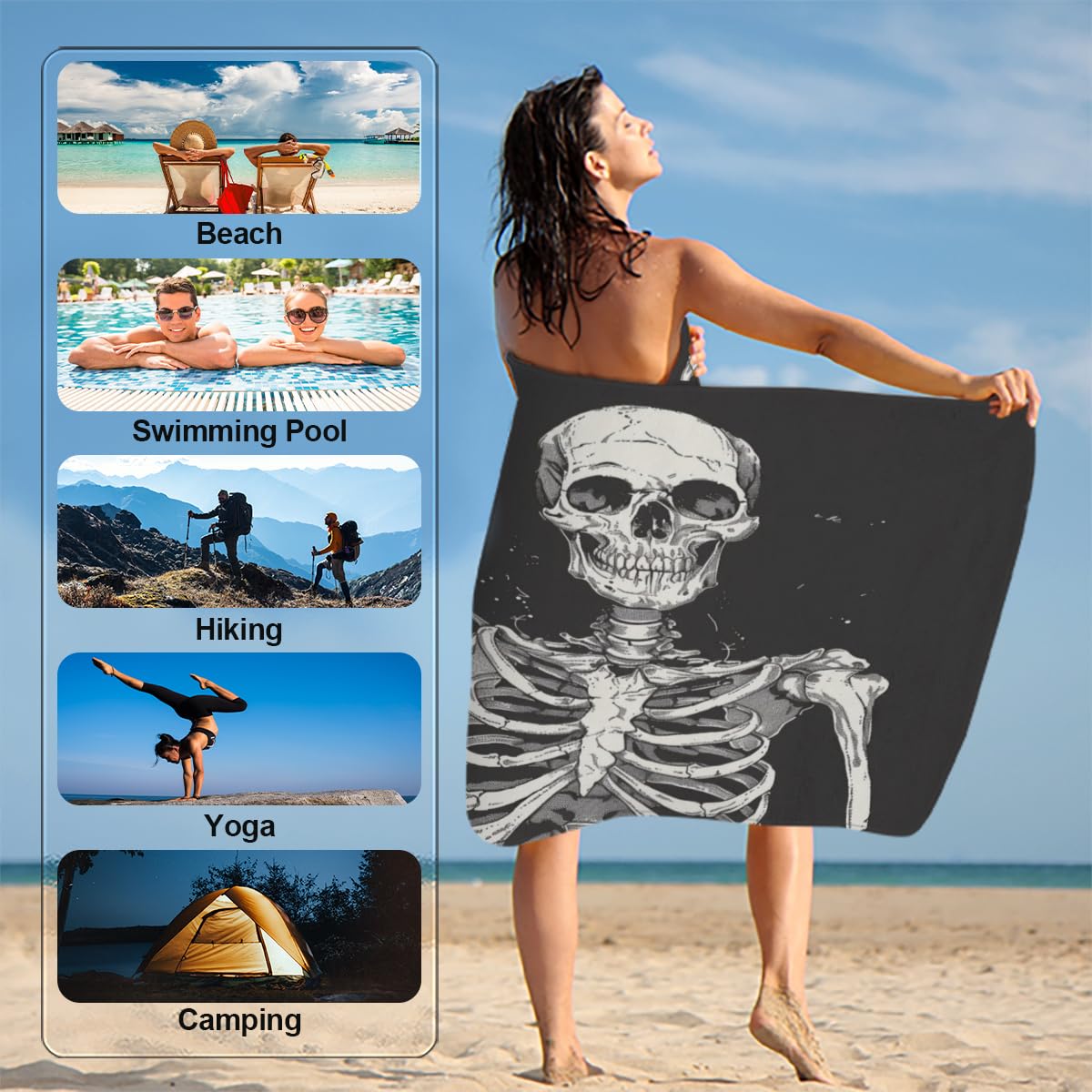 ELLEGARDEN　skull bath towel ELLEGARDEN skull bath towel Gothic Skull Embroidery Hand